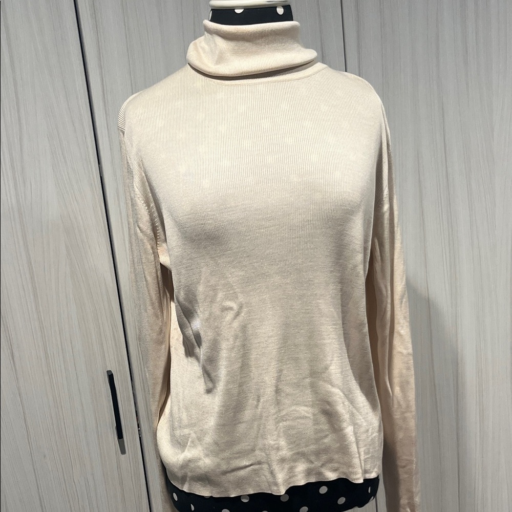 Ann Taylor Soft Cream Turtleneck Sweater